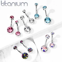 Internally Threaded Grade Titanium Bezel Aqua Gem Belly Ring