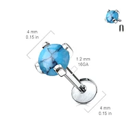 Internally Threaded Semi Precious Jade Stone Surgical Steel Labret