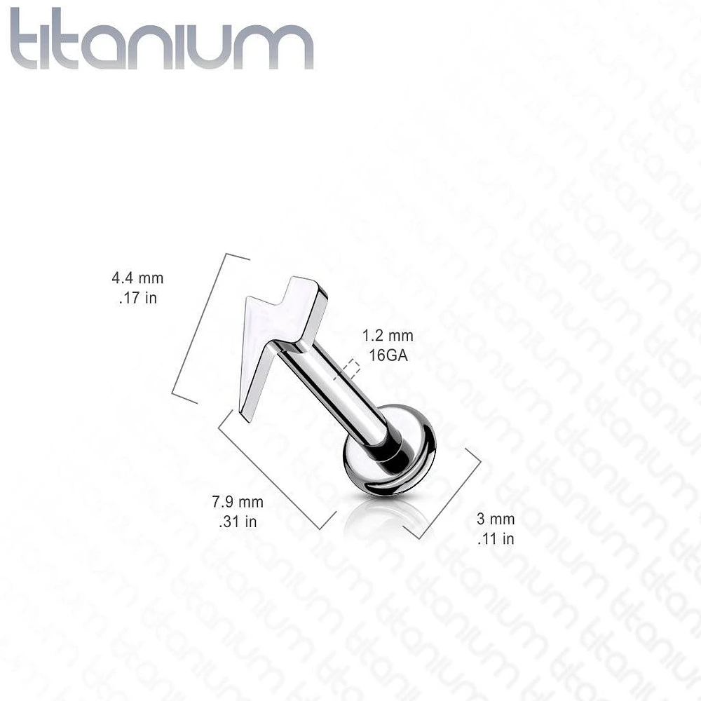 Internally Threaded Small Lightning Bolt Implant Grade Titanium Labret