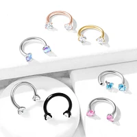 Internally Threaded Surgical Steel Double CZ Gem Horseshoe