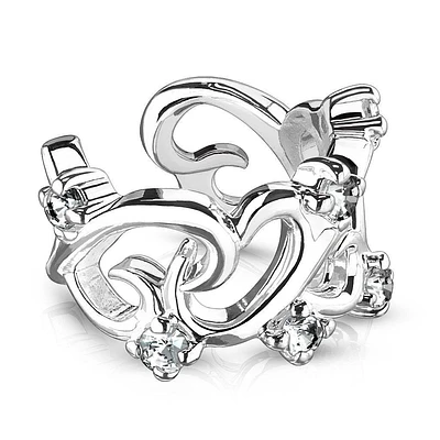 Linked Heart CZ Fake Non Piercing Brass Ear Cuff