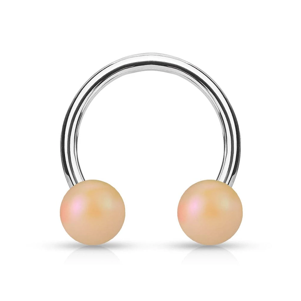 Matte Peach Acrylic Balls Surgical Steel Horseshoe