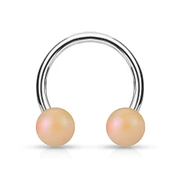 Matte Peach Acrylic Balls Surgical Steel Horseshoe