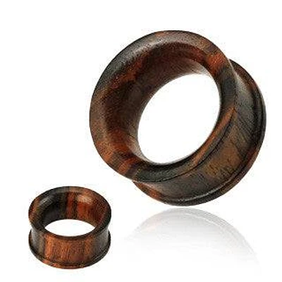 Organic Double Flared Brown Wood Saddle Tunnel