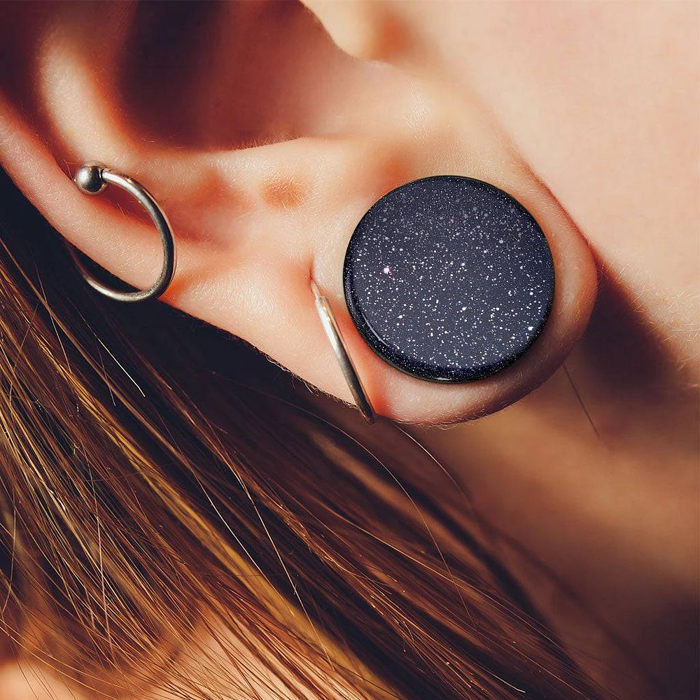 Organic Natural Blue Sand Double Flared Saddle Stone Plugs