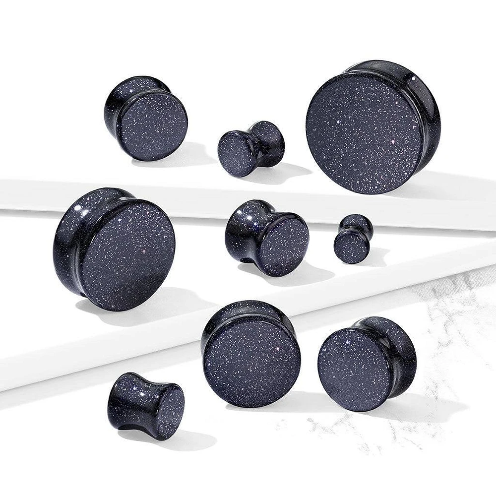 Organic Natural Blue Sand Double Flared Saddle Stone Plugs