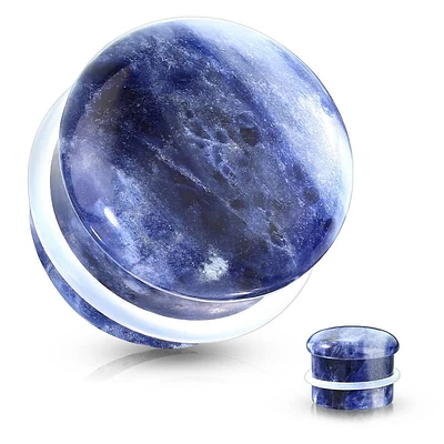 Organic Natural Blue Sodalite Single Flared Stone Plugs