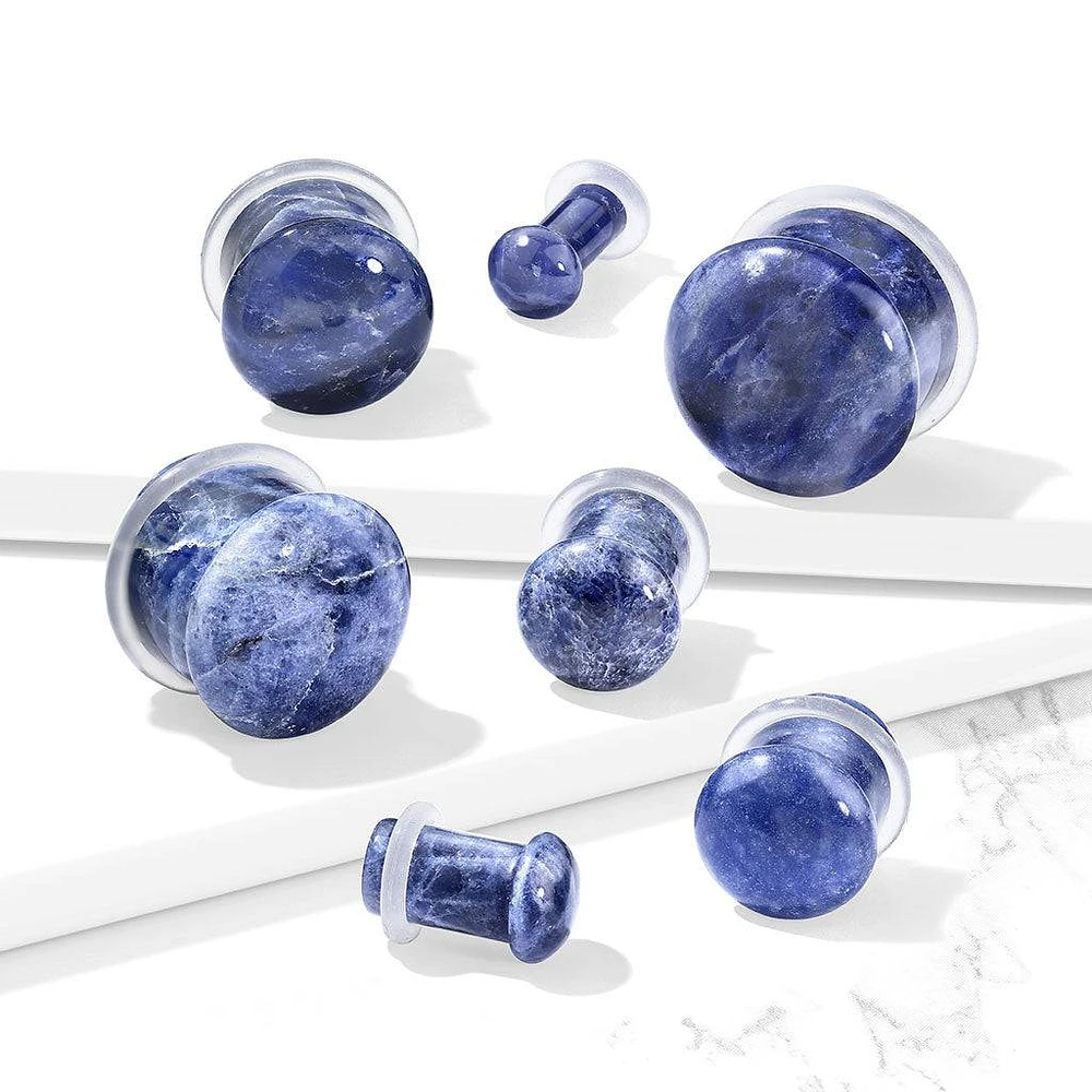 Organic Natural Blue Sodalite Single Flared Stone Plugs