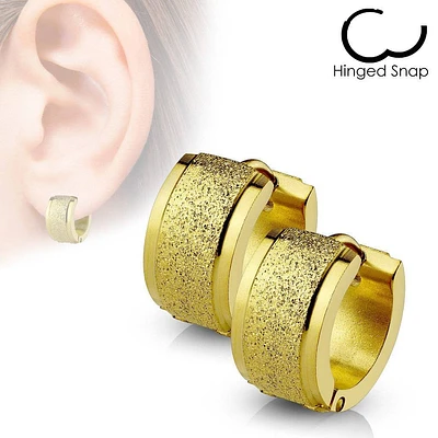 Pair of 316L Surgical Steel 2 Size Gold Glitter Hinged Hoop Earrings