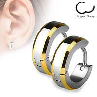 Pair of 316L Surgical Steel Gold Edge Hoop Earrings