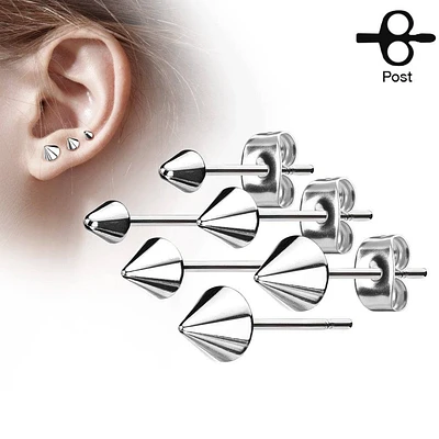 Pair of 316L Surgical Steel Spike End Stud Earrings