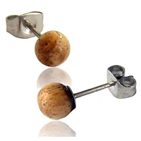 Pair of 6mm Organic Tamarind Wood Ball Earring Studs