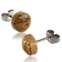 Pair of 8mm Organic Tamarind Wood Disk Earring Studs