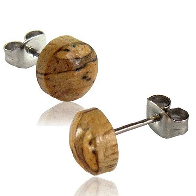 Pair of 8mm Organic Tamarind Wood Disk Earring Studs