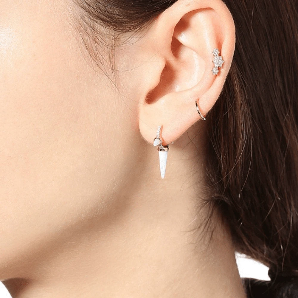 Pair of 925 Sterling Silver 3 Flower Ear Climber Minimal Earrings