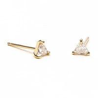 Pair of 925 Sterling Silver Gold PVD Dainty White CZ Triangle Gem Earrings  Minimal Earrings