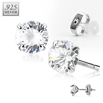 Pair of 925 Sterling Silver Martini Stud Prong Stud Earrings