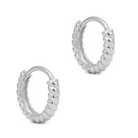 Pair of 925 Sterling Silver Minimal Rope Braid Hoop Earrings Hinged Huggy Bohemian Hoop Earrings