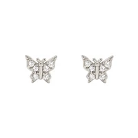 Pair of 925 Sterling Silver Small Butterfly Gem Minimal Earrings