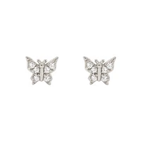Pair of 925 Sterling Silver Small Butterfly Gem Minimal Earrings
