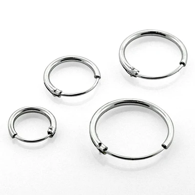 Pair of 925 Sterling Silver Thin Sleeper Hinged Hoop Earrings