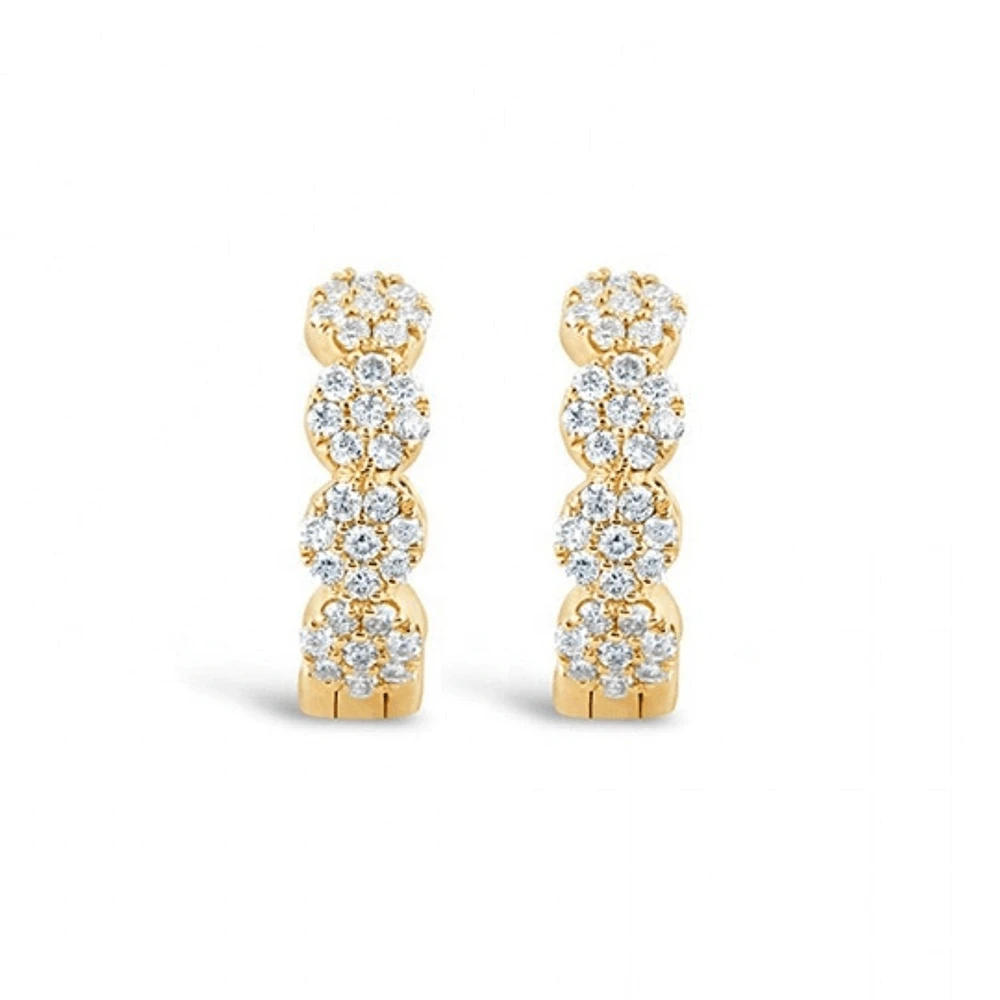 Pair of 925 Sterling Silver White CZ Gold PVD Pave Gold Bridal Hinged Minimal Dainty Clicker Hoop Earrings