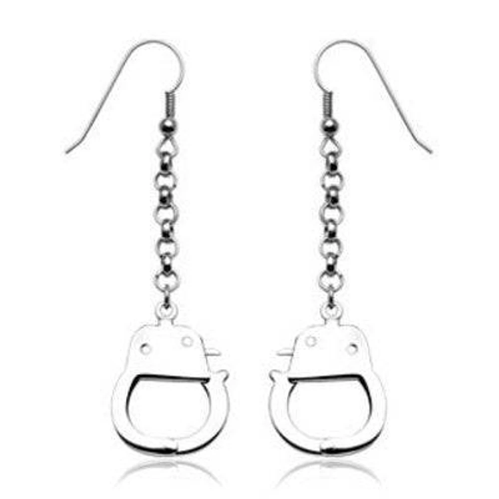 Pair of Surgical Steel Dangle Handcuff Hook Earrings