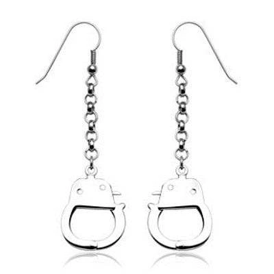 Pair of Surgical Steel Dangle Handcuff Hook Earrings