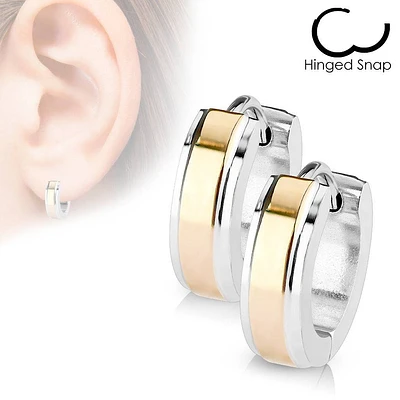 Pair of Surgical Steel Hoop Earrings with Rose Gold Centre