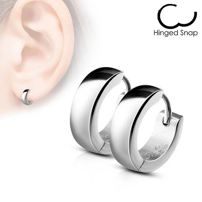 Pair of Surgical Steel Rounded Hinged Hoop Earrings