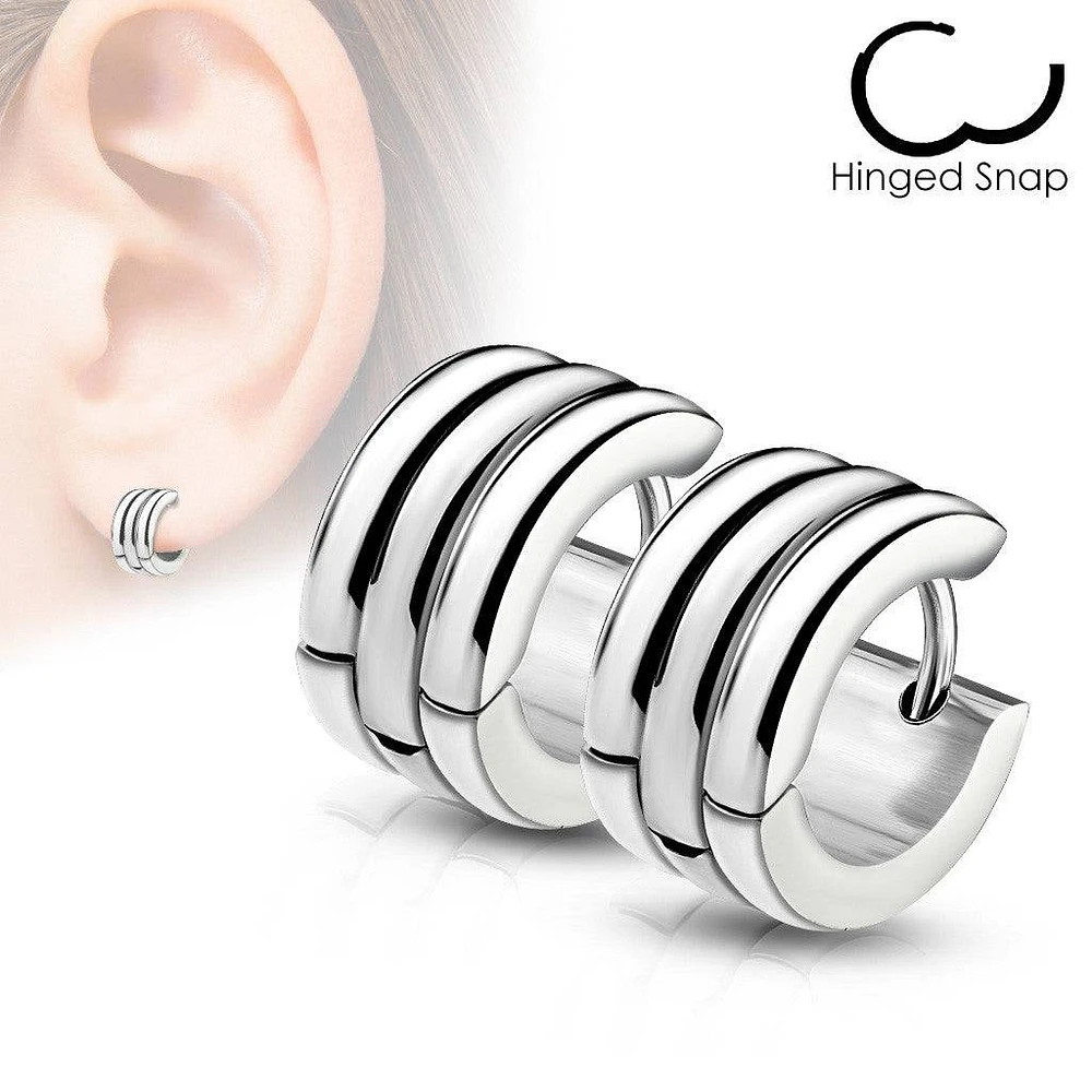 Pair of Surgical Steel Thick Rounded Hoop Hinged Earrings