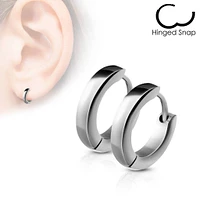 Pair of Thin 316L Surgical Steel Rounded Hinged Hoop Earrings