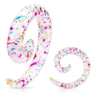 Pink Multi Color Splatter Ear Spiral Stretcher Taper Gauges Spacers