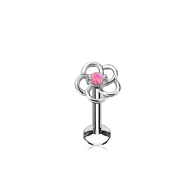 Pink Opal Flower Internally Threaded Labret