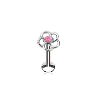 Pink Opal Flower Internally Threaded Labret