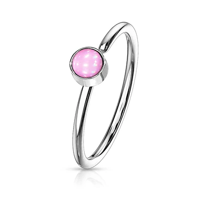 Pink Stone Surgical Steel Nose Hoop Ring