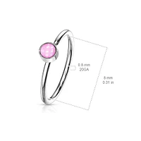 Pink Stone Surgical Steel Nose Hoop Ring