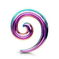 Rainbow Multi Colour Plated Surgical Steel Spiral Stretcher Taper Ear Gauges