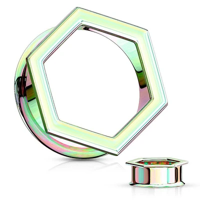 Rainbow PVD Hexagon Bolt Double Flared Tunnels