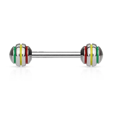 Rasta Stripe 316L Surgical Steel Straight Barbell