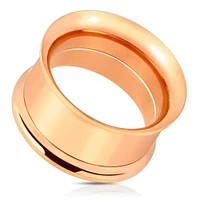 Rose Gold Anodized Surgical Steel Double Flared Screw On Ear Spacers Tunnels