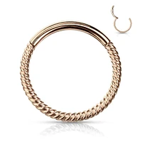 Rose Gold Plated Surgical Steel Multi Use Braided Twisted Hinged Hoop Ring Clicker