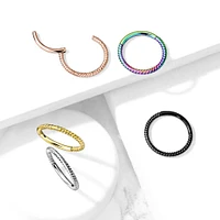 Rose Gold Plated Surgical Steel Multi Use Braided Twisted Hinged Hoop Ring Clicker