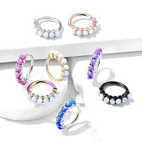 Rose Gold Plated Surgical Steel Multi Use Easy Bend White Opal Hoop