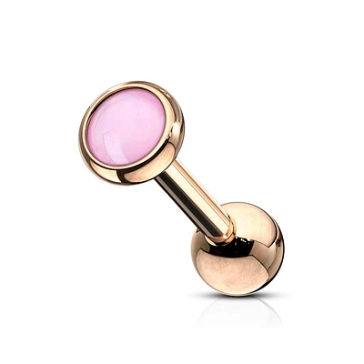 Rose Gold Plated Surgical Steel Pink Stone Ball Back Cartilage Ring Barbell