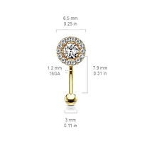 Rose Gold Plated Surgical Steel White CZ Gem Cluster Curved Barbell