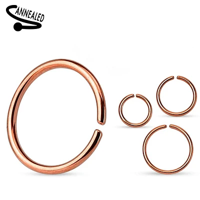 Rose Gold PVD High Polished Surgical Steel High Polished Easy Bend Nose, Cartilage Hoop Ring