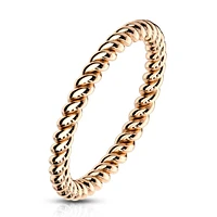 Rose Gold Stainless Steel Braided Twisted Rope Stackable Ring