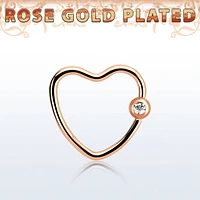 Rose Gold Surgical Steel Heart Shaped  Captive Bead Ring Hoop