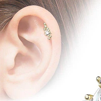 Rose Gold Surgical Steel Star CZ Crystal Helix Barbell